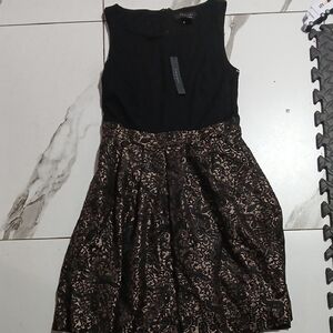 Tahari Black and Gold Midi Dress